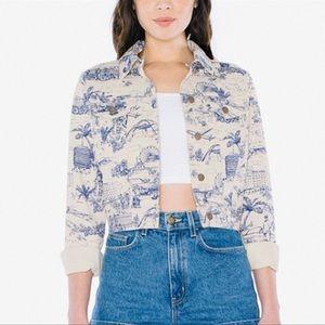 American apparel white pattern denim jacket